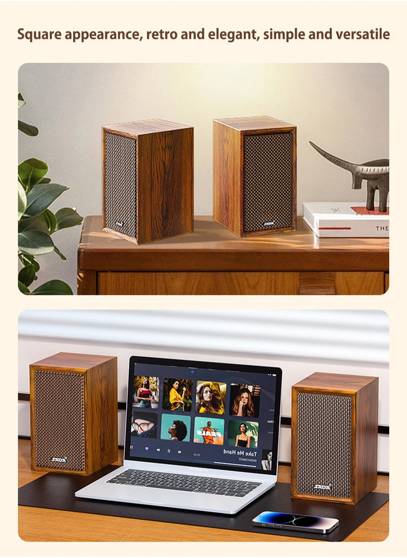 SADA - Desktop Computer Speaker Surround Sound 2.0 Stereo,Classic Solid Wood PC Speakers,Two Linking Methods, Bluetooth 5.0 and Wired Link (3.5mm Connector UBS Powered),Adapts to Multiple Scenes - Image 1