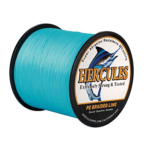 HERCULES Super Strong 500M 547 Yards Braided Fishing Line 30 LB Test for Saltwater Freshwater PE Braid Fish Lines 4 Strands - Blue, 30LB (13.6KG), 0.28MM - Image 1
