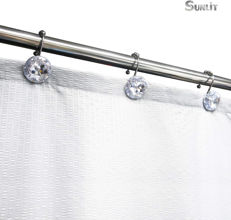 Sunlit Luxury Design Round Clear Diamond Crystal Gem Bling with Glide Balls Shower Curtain Hooks, Rust Proof Metal Rhinestones Glam Shower Curtain Rings-12 Pack - Image 4