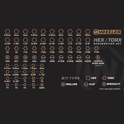 Wheeler SAE/Metric Hex and Torx Screwdriver Set with Magnetic Screwdriver, Carry Case, Multiple Bit Types for Gunsmithing Rebuild and Maintenance - Image 4
