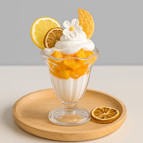 ZENFUN 6 Pack Glass Tulip Sundae Cups, 6.7 Ounce Clear Milkshakes Footed Ice Cream Cups Dessert Bowls Set for Sherbet Trifle, Fruit, Salad, Snack, Cocktail - Image 5