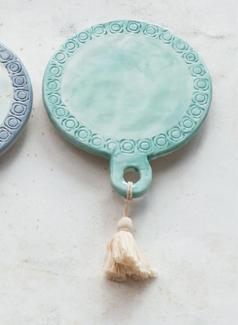 سوق الزعفران طبق تقديم من الفخار الحجري على الطراز المتوسطي (دائري)