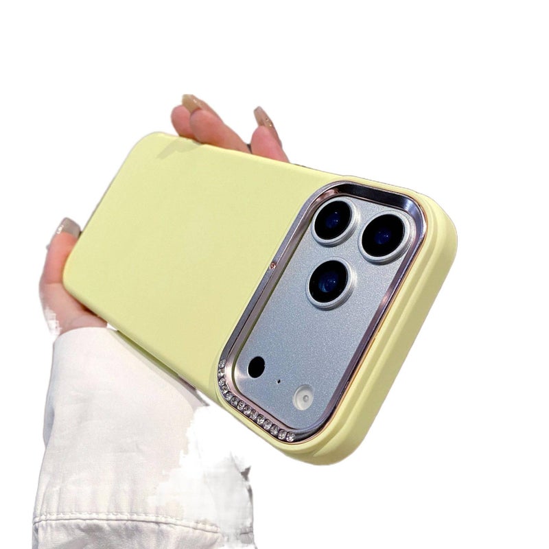 Protective Case | Milk Yellow | Silicone | Sparkling Diamond | Drop Protection | Shockproof Cover for iPhone 15 / 15 Plus / 15 Pro / 15 Pro Max - Image 1