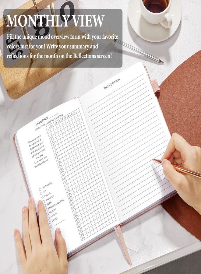 JUBTIC Mood Tracker Journal, Mental Health Journal for Women, 100-Day Self Care & Anxiety Journal with Wellness Tracker and Monthly Reflection, ADHD Planner to Practice Positive Thinking, Rose Gold - Image 4