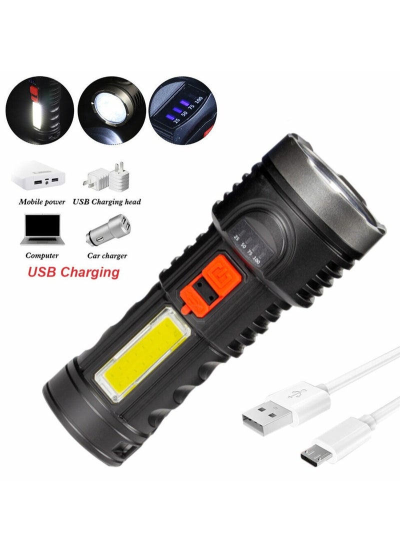 ELTRAZONE Rechargeable Flashlight Smart Fast Charging Multi Function Waterproof Working Torch Super Bright Cob Lamp For Outdoor  - Image 4