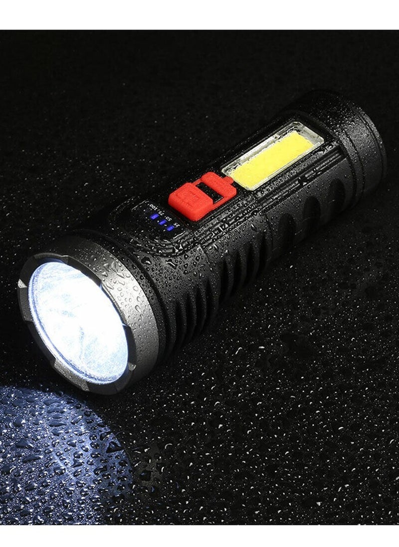 Rechargeable Flashlight Smart Fast Charging Multi Function Waterproof Working Torch Super Bright Cob Lamp For Outdoor