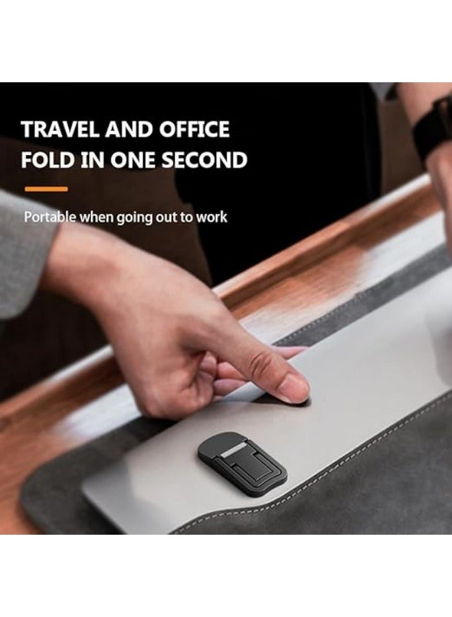 2PCS Zinc Alloy Mini Foldable Laptop Stand, Portable Computer Keyboard Riser with 2 Adjustable Angles, Self-Adhesive Invisible Notebook Stand and Keyboard Lift for Desk (Silver) - Image 5