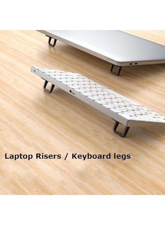 2PCS Zinc Alloy Mini Foldable Laptop Stand, Portable Computer Keyboard Riser with 2 Adjustable Angles, Self-Adhesive Invisible Notebook Stand and Keyboard Lift for Desk (Silver) - Image 4
