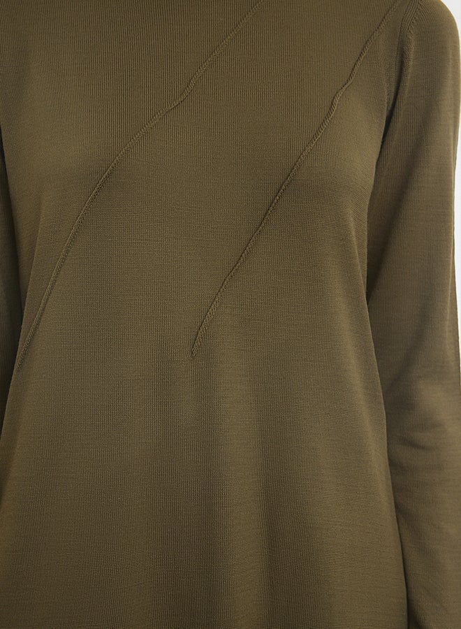 trendyol Knitwear Dress  Khaki Color, Ribbed Detail - Image 4