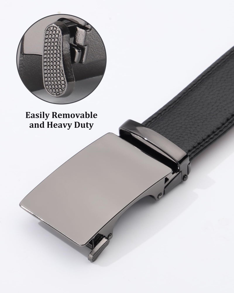 Kajeer Men Ratchet Belt Leather Adjustable Trim to Fit No Holes Slide Dress Belt for Casual Formal Gift - Image 3