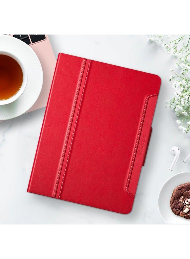 ANTBOX for iPad Pro 11 Inch Case (M4) 2024, Built-in Pencil Holder, Fully Supports Pencil Pro/USB-C, Auto Sleep/Wake Function Vegan Leather (Red) - Image 2