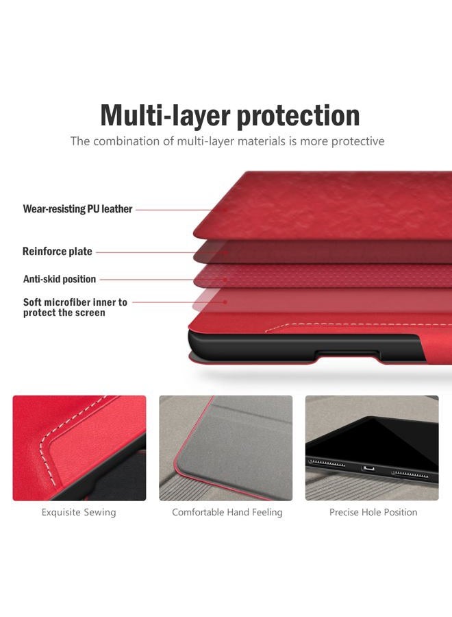 ANTBOX for iPad Pro 11 Inch Case (M4) 2024, Built-in Pencil Holder, Fully Supports Pencil Pro/USB-C, Auto Sleep/Wake Function Vegan Leather (Red) - Image 4