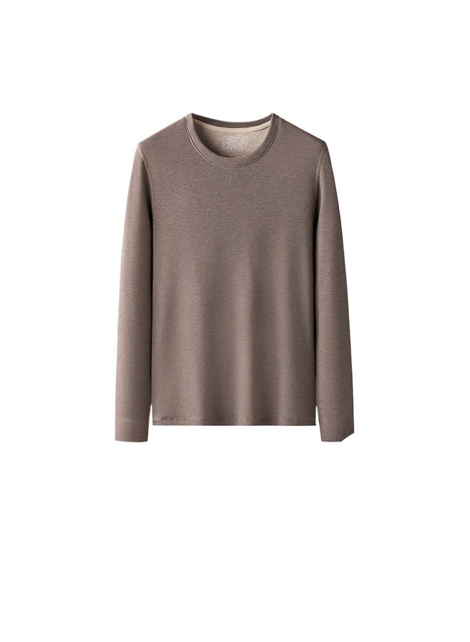 【wool Silk】winter Wool Thermal Underwear Fleece-lined Thickened Round Neck Long-sleeve Base Layer Top