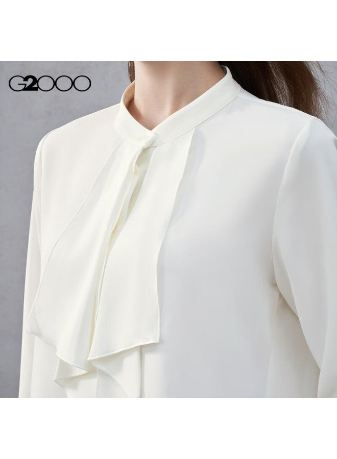 G2000 Ribbon Design Textured Women's  Autumn Winter Comfortable Long Sleeve Casual Shirt Mall Edition - Image 3
