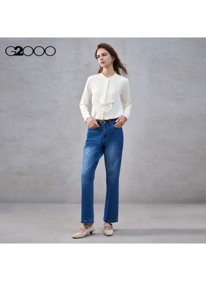 G2000 Ribbon Design Textured Women's  Autumn Winter Comfortable Long Sleeve Casual Shirt Mall Edition - Image 4