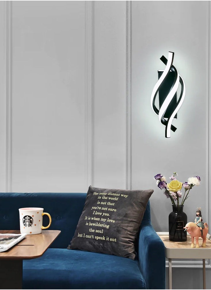 Goeco - Indoor Wall Light, Modern LED Wall Lamp 18W Curved Design IP20, Sconces 6000K Cold White Light 1620 Lumens Black IP20 - Image 1