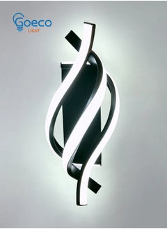 جو إيكو  مصباح حائط داخلي ، مصباح حائط LED حديث 18 واط تصميم منحني IP20 ، شمعدانات 6000K ضوء أبيض بارد 1620 لومينز أسود IP20  - Image 1