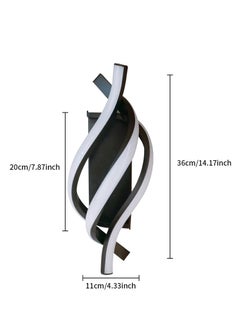 جو إيكو  مصباح حائط داخلي ، مصباح حائط LED حديث 18 واط تصميم منحني IP20 ، شمعدانات 6000K ضوء أبيض بارد 1620 لومينز أسود IP20  - Image 3