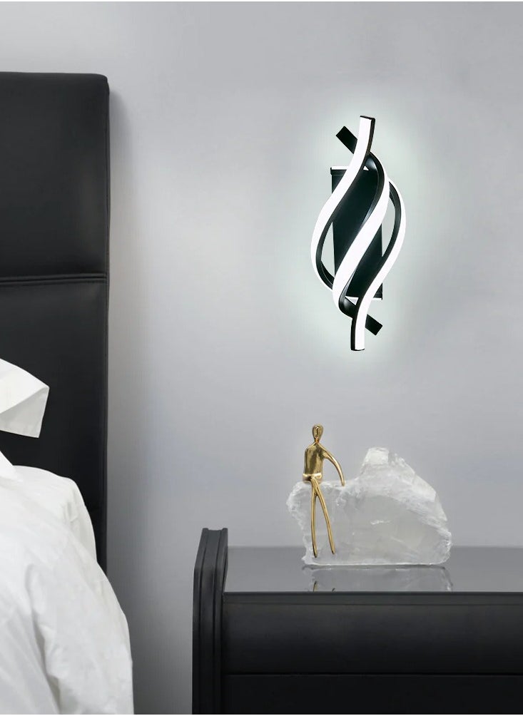 Goeco - Indoor Wall Light, Modern LED Wall Lamp 18W Curved Design IP20, Sconces 6000K Cold White Light 1620 Lumens Black IP20 - Image 1