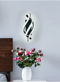 جو إيكو  مصباح حائط داخلي ، مصباح حائط LED حديث 18 واط تصميم منحني IP20 ، شمعدانات 6000K ضوء أبيض بارد 1620 لومينز أسود IP20  - Image 5