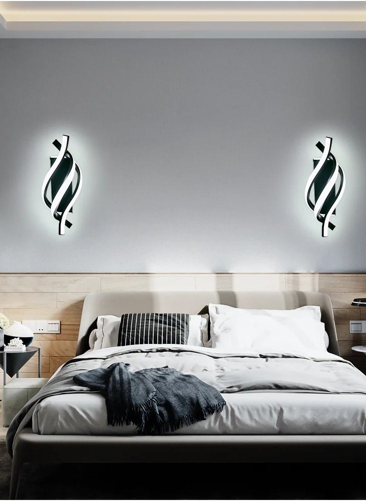 Goeco - Indoor Wall Light, Modern LED Wall Lamp 18W Curved Design IP20, Sconces 6000K Cold White Light 1620 Lumens Black IP20 - Image 1