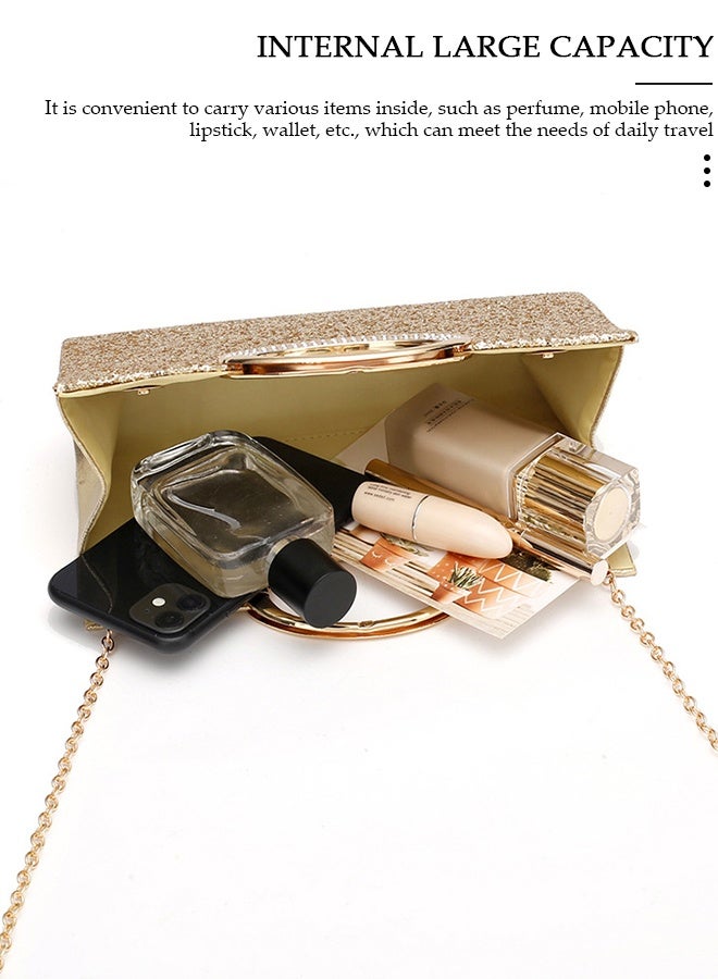 DUNISO Golden Glitter Rhinestone Purse,Clutches Purse Evening Bags Evening Clutch Purses Rhinestone Bag for Women,Women's Clutch Handbags Top-handle Shouder Bag for Wedding,Prom,Party - Image 3