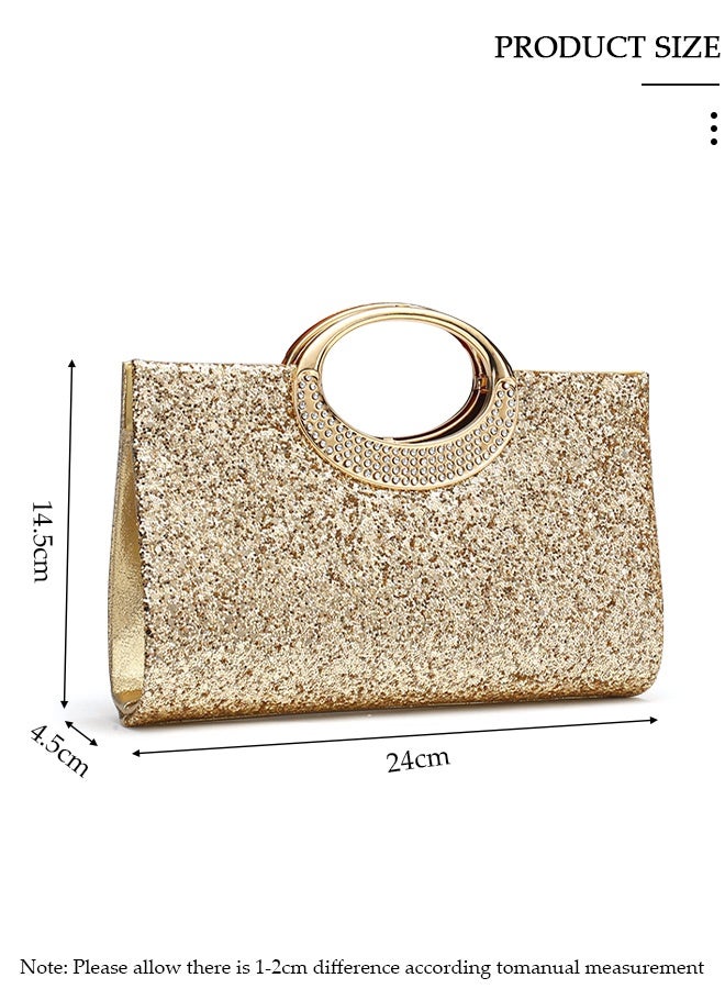 DUNISO Golden Glitter Rhinestone Purse,Clutches Purse Evening Bags Evening Clutch Purses Rhinestone Bag for Women,Women's Clutch Handbags Top-handle Shouder Bag for Wedding,Prom,Party - Image 2