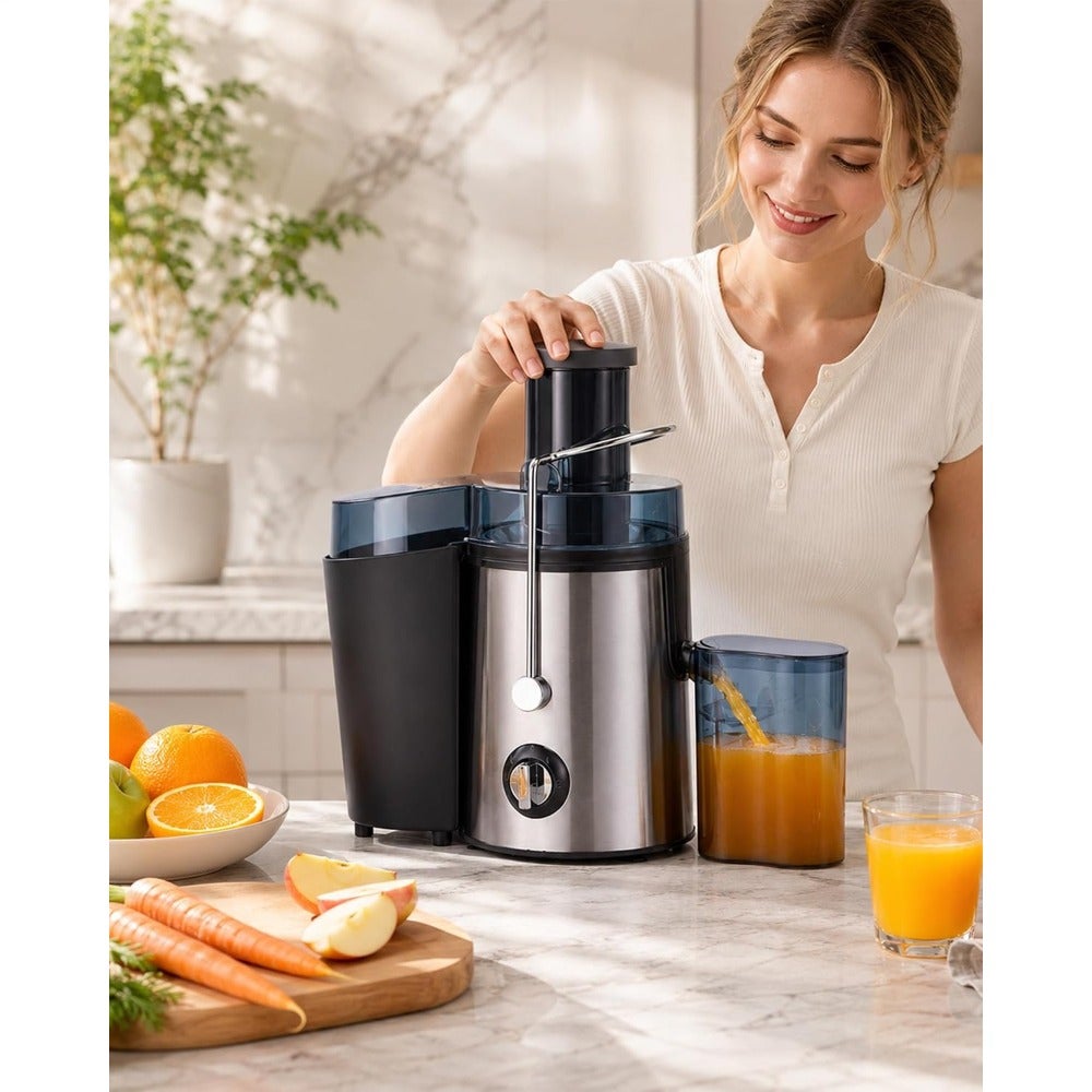 Juicer Machine for home use, stainless steel, black, high-efficiency 800W multi-speed with easy-clean and BPA-free design