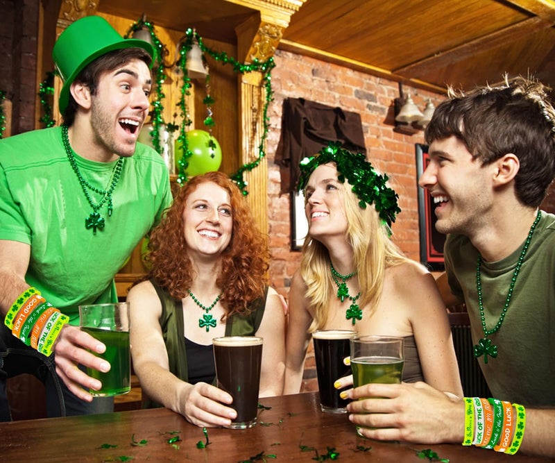 Moon Boat 144PCS St. Patrick's Day Shamrock Rubber Wristbands Bracelets - Party Favors Supplies Gifts Decorations, 6 Styles - Image 3