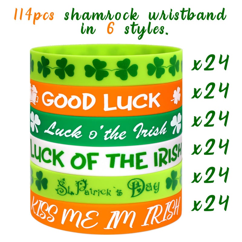 Moon Boat 144PCS St. Patrick's Day Shamrock Rubber Wristbands Bracelets - Party Favors Supplies Gifts Decorations, 6 Styles - Image 4