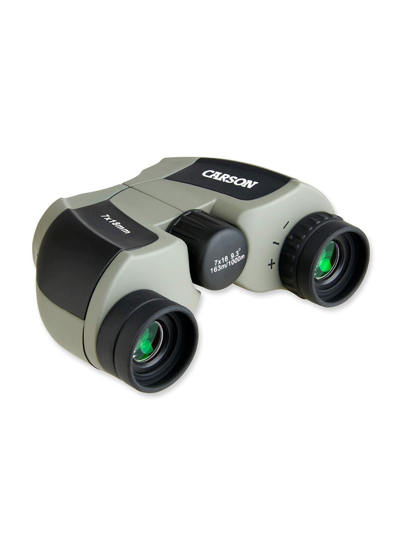 Carson Carson MiniScout 7x18mm Ultra Compact Porro Prism Binoculars (JD-718), 1.5 H x 3.5 L x 2.75 W  - Image 2