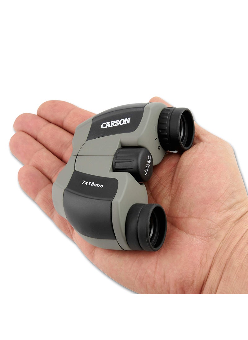 Carson Carson MiniScout 7x18mm Ultra Compact Porro Prism Binoculars (JD-718), 1.5 H x 3.5 L x 2.75 W  - Image 4