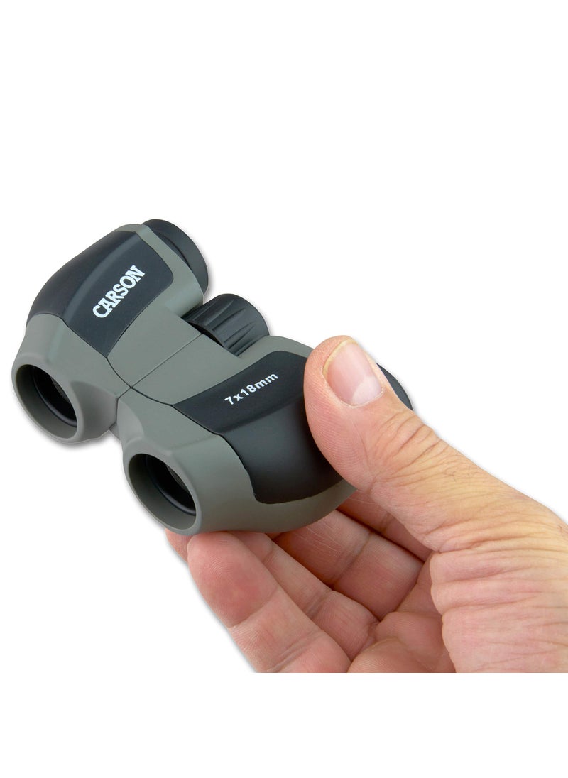 Carson Carson MiniScout 7x18mm Ultra Compact Porro Prism Binoculars (JD-718), 1.5 H x 3.5 L x 2.75 W  - Image 3