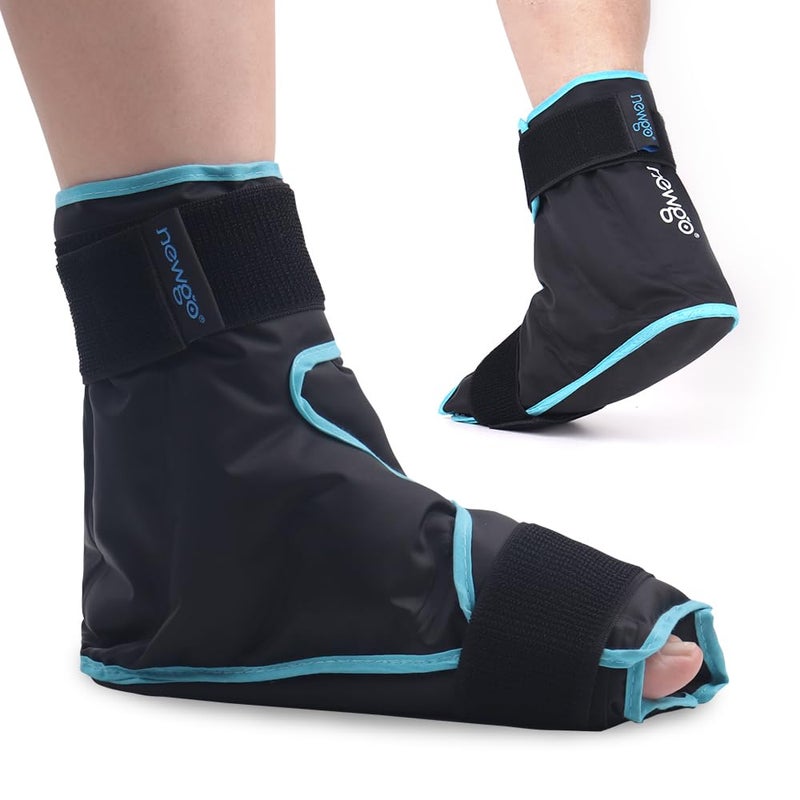 NEWGO Ice Pack Foot Ankle Ice Pack Wrap for Plantar Fasciitis Foot Surgery Recovery Hot Cold Therapy Ice Boot for Bunions Ankle Injury Swelling Burning Feet Black