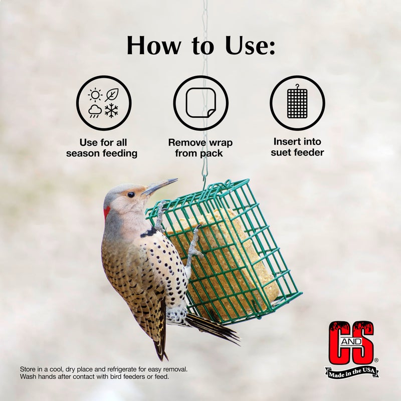 CS C&S High Energy Suet Treat, Wild Bird Food for Woodpeckers, Nuthatches, Chickadees and Jays, 11.75 Ounces, Pack of 8 - Image 5
