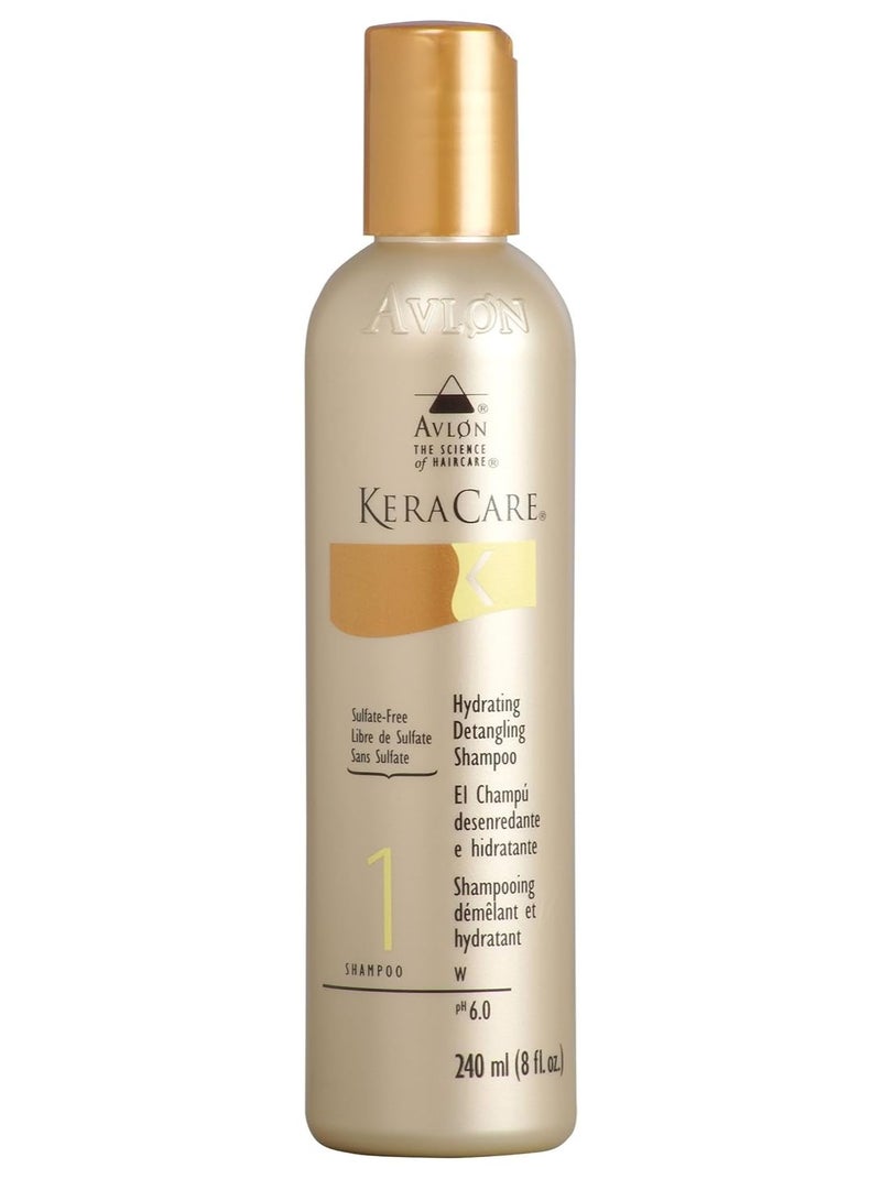 KeraCare Hydrating Detangling Shampoo 8 oz - Moisturize, Detangle and Soften Hair - Remove Excess Oil - Minimize Hair Breakage - Superior Detangling