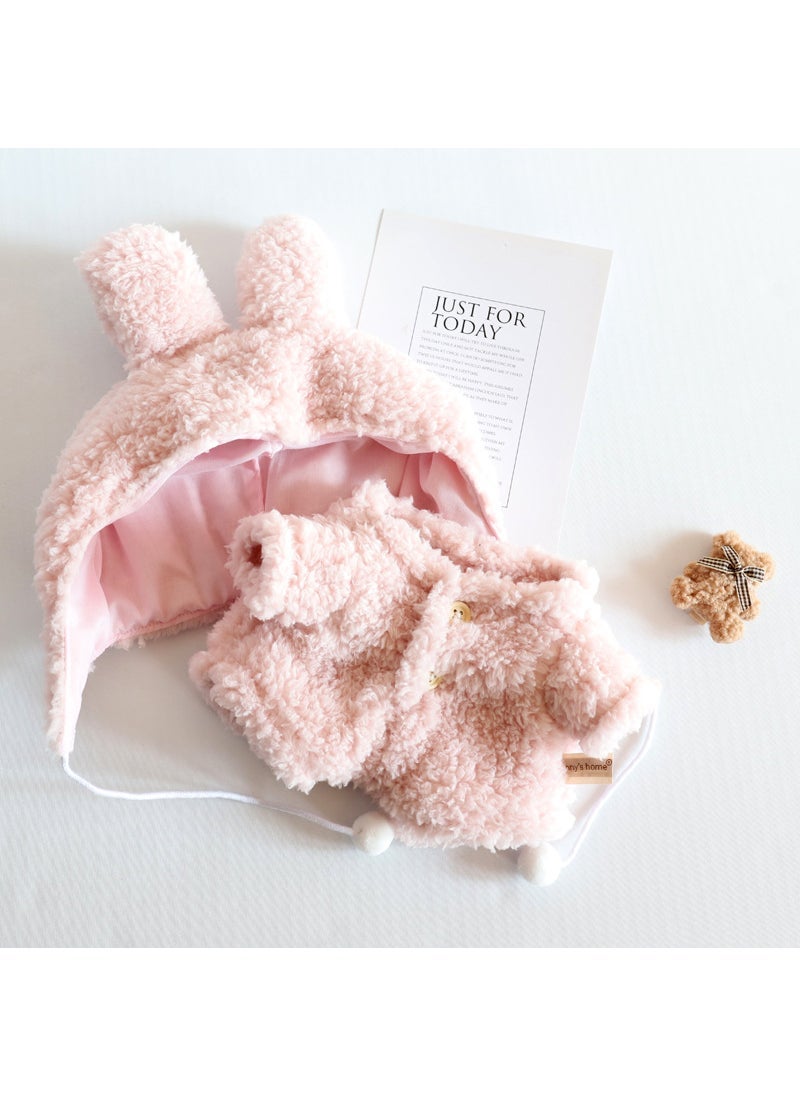 Arabest Large Labubu Plush Doll Casual Knit Outfit Cap Gift for Girls Rabbit-Ear Plush jumpsuit 