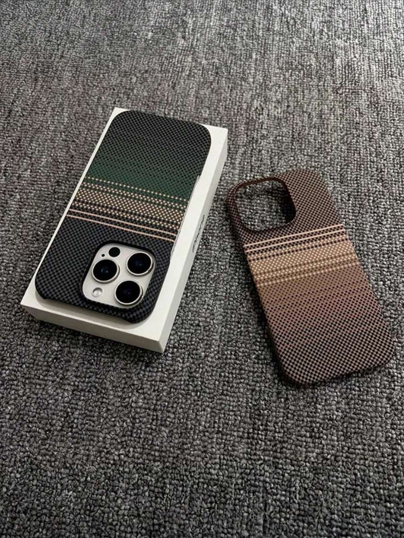 Shein Carbon Fiber Magnetic Shockproof Phone Case for iPhone 16/15/14/13/12 Pro Max Plus, Wireless Charging, Matte Finish with Heat Dissipation and Decorative Lines - Perfect Birthday Gift for Work & Office - Image 4
