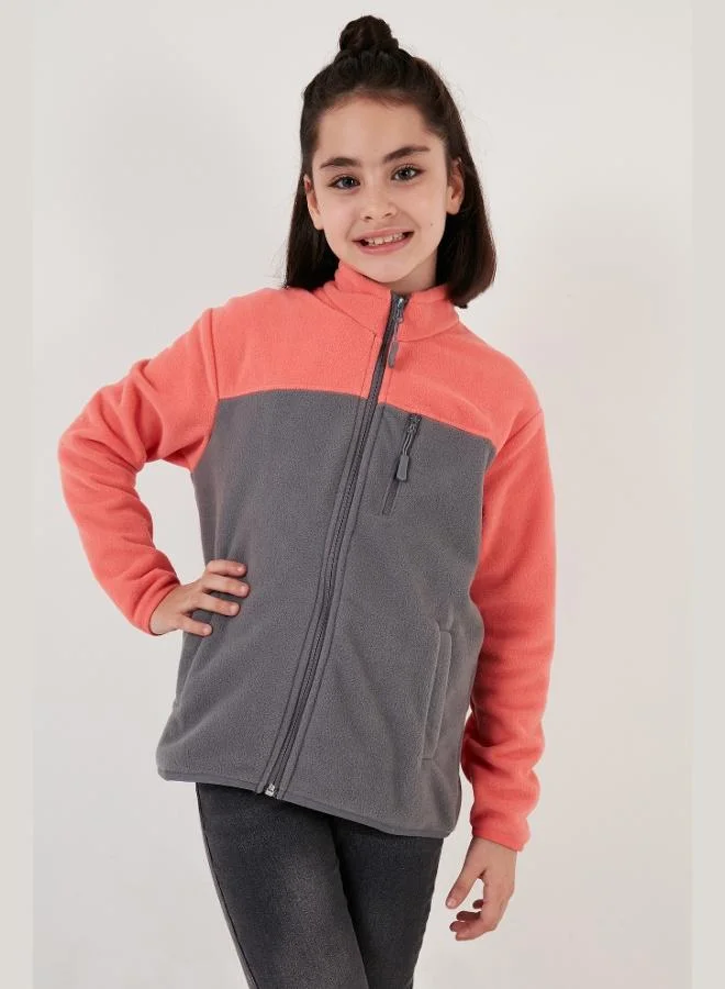 Lela Lela Soft Texture Zippered Color Block Stand Collar Pocket Polar Unisex Child POLAR 5905001