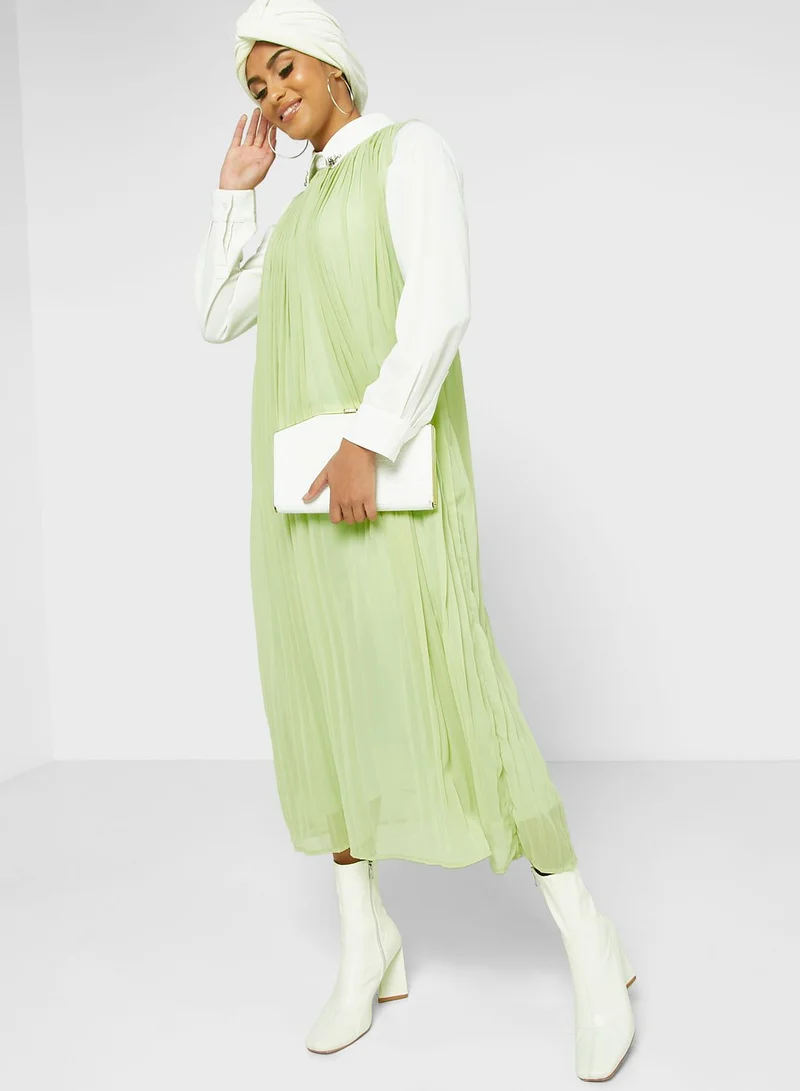 Khizana Pleated Solid Dress