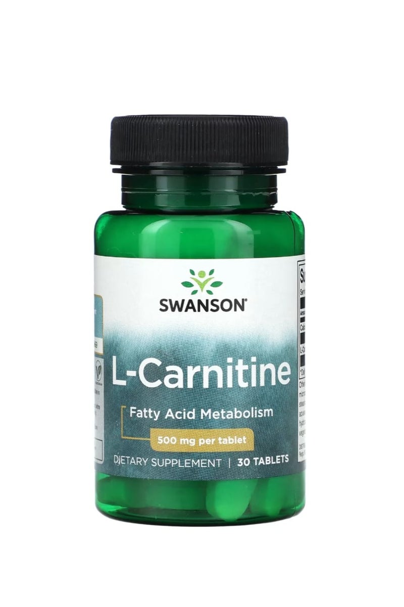 SWANSON Carnitine 500 mg 30 Tablets - Image 1