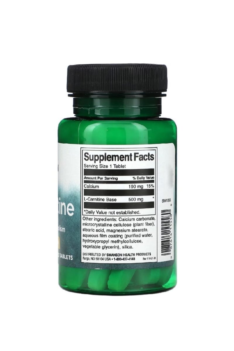 SWANSON Carnitine 500 mg 30 Tablets - Image 2