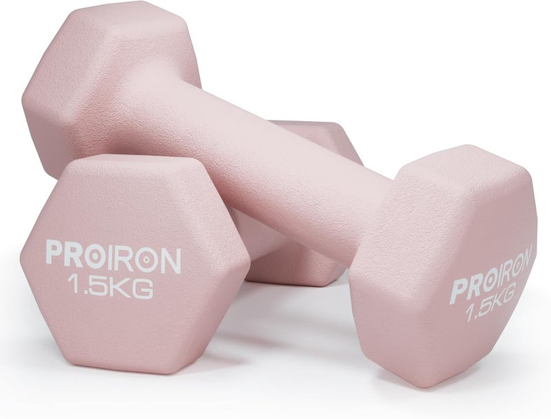 PROIRON Hex Neoprene Dumbbell Set - 2 x 1.5KG - Image 1