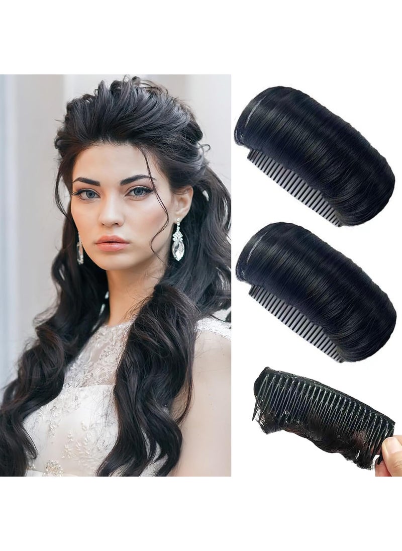 BASEMMAHER Bump It Up Volume Hair Bun Invisible False Hair Clip Styling Insert Comb Tool for Women Girls Lady DIY Hairstyle Accessories 2 Pieces Black 