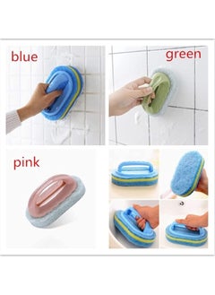 SYOSI Handles Sponge Brush Blue Soft Magic Sponge Eraser Cleaning Bathtub Ceramic Tile Cleaner Kitchen Tool Household Cleaning Brush - Thick and Durable Sponge Brush for Cleaning Bathroom/Kitchen  - Image 4
