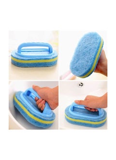 SYOSI Handles Sponge Brush Blue Soft Magic Sponge Eraser Cleaning Bathtub Ceramic Tile Cleaner Kitchen Tool Household Cleaning Brush - Thick and Durable Sponge Brush for Cleaning Bathroom/Kitchen  - Image 3