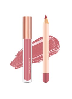 2Pcs Matte Nude Lip Liner Pencil and Lip Stick Set12 Colors Crayon Matte Longwear Lip Pencil 24h Velvety Red Lips and Lip Liners Make Up Lip Contouring Pencil Waterproof Long Lasting Nude Lipgloss Lip Stain Kit with Lip Liner for Women 05