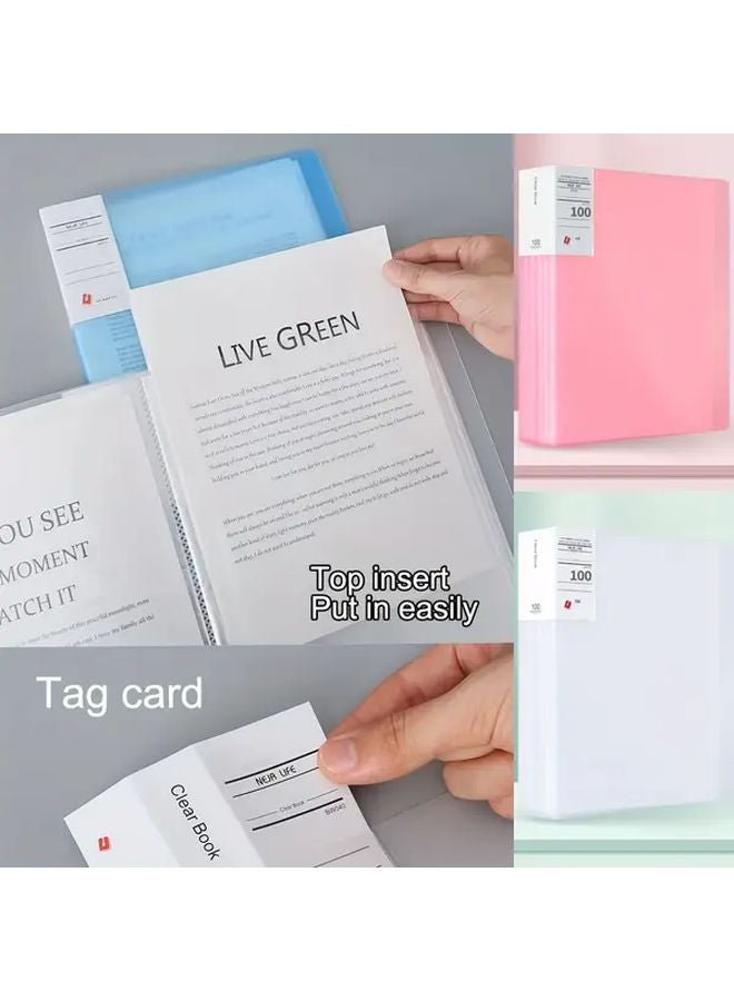 Pink White Waterproof Document Folder 100 Inner Pockets For Storage Photos Cards - Image 2