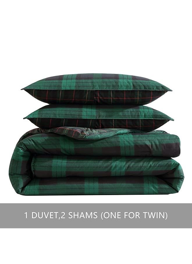 Eddie Bauer Queen Duvet Cover Set Reversible Cotton Bedding With Matching Shams Plaid Home Decor With Button Closure Woodland Tartan Green Queen  - Image 5