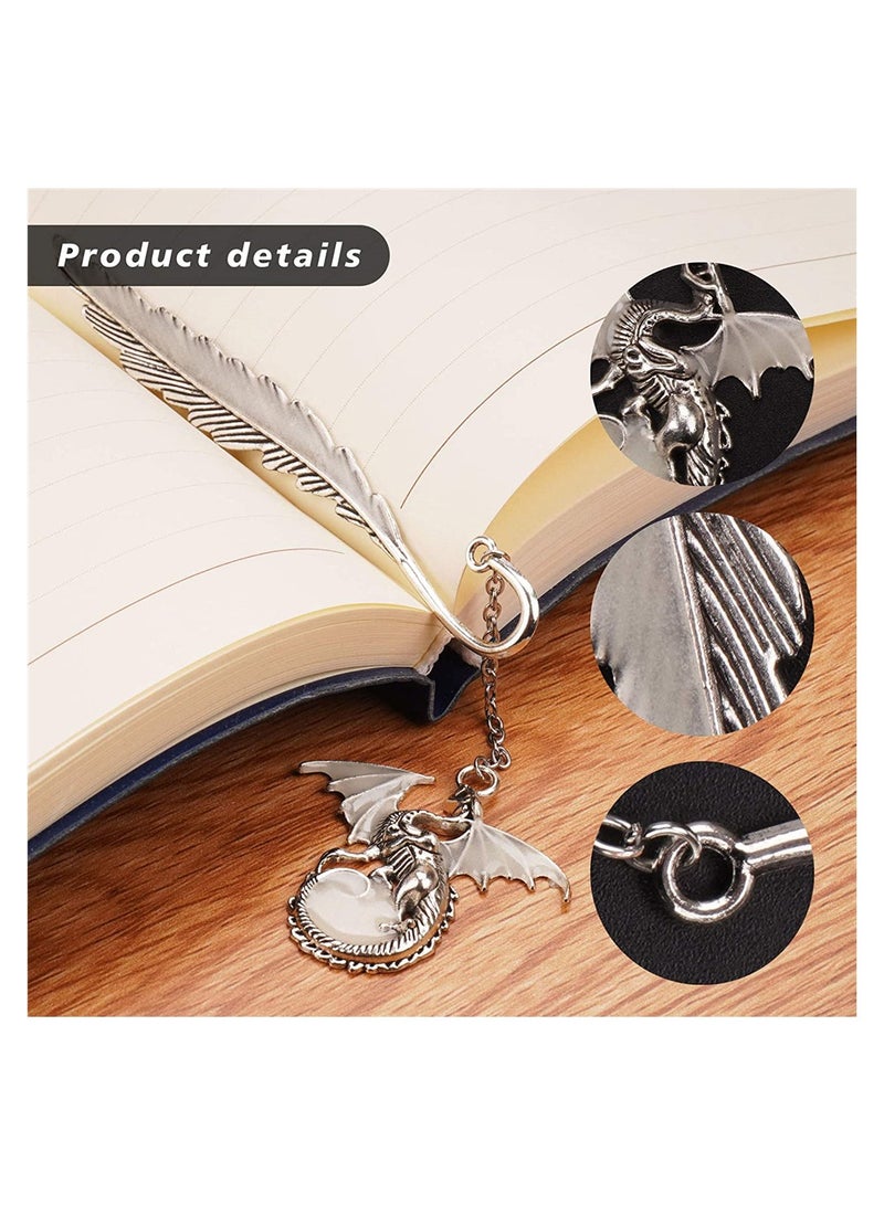 Metal Bookmarks - Glow in The Dark Retro Feather Dragon Design, Unique Alloy Markers for Book Lovers, Perfect Gift for Adults, Kids, and Cool Girls - Image 4